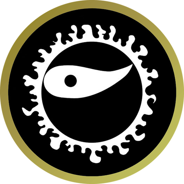 The World of Sama emblem: the Sama Head in a gold ring, drawn by Max Dana